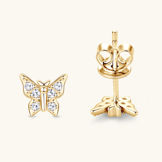 Korean Butterfly Moussan Diamond Ear Team S925 Zeng Silver Jewelry