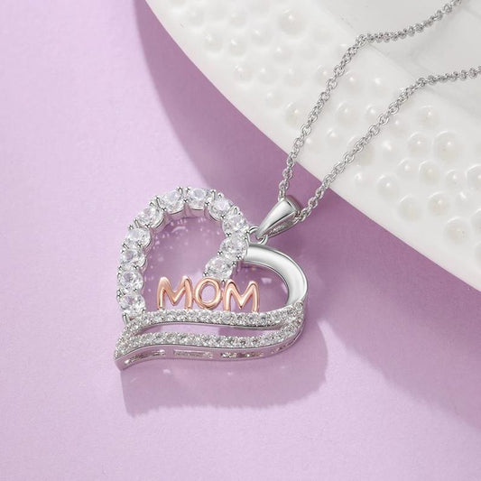 European And American Cross Border Jewelry Fashion Creative Mother'S Day Gift Mom Love Diamond Pendant Necklace Accessories