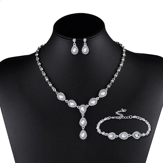 The bride jewelry jewelry suite Earrings photography evening party and two sets of nkn50 Zircon Earrings Necklace