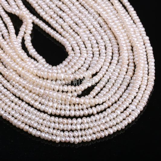 Exquisite Natural Freshwater Flat Round Pearl Beads